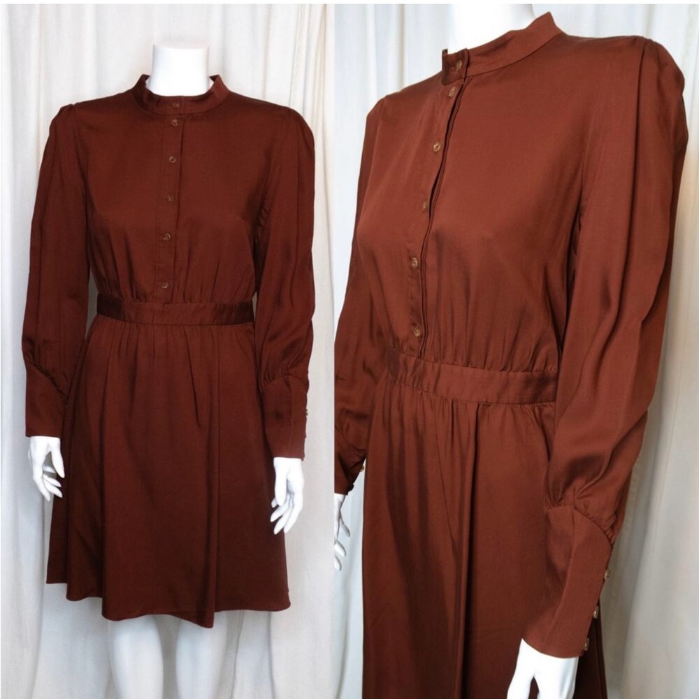 & OTHER STORIES Rust Brown Long Sleeve Button Up Dress US 6